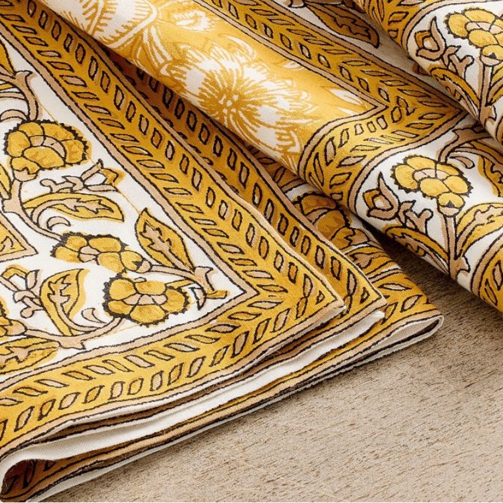 NWT Tamara Block Print Organic Cotton Napkins - Set Of 4